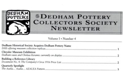 Dedham Pottery Collector’s Society Newsletter Volume 1 – Number 4